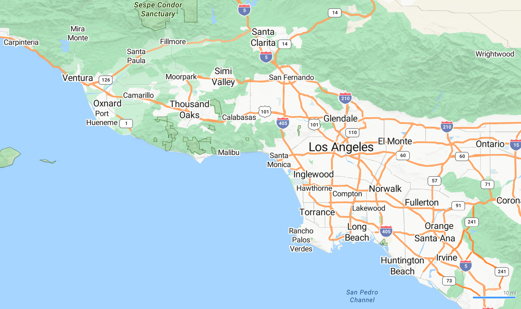 el mapa de Los Ángeles